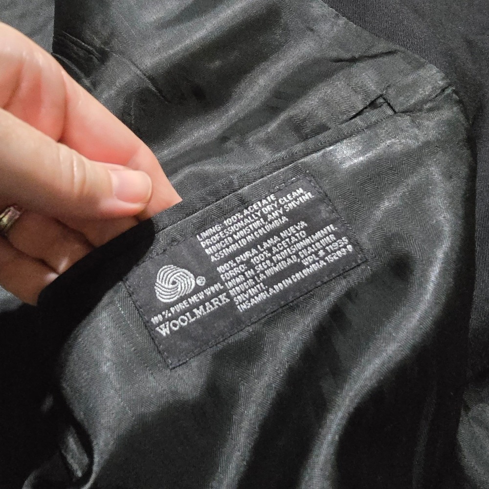 Stafford Blazer Mens 44R Black 100% Pure‎ New Wool 3 Button Sport Coat - Picture 9 of 13